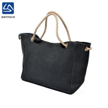 stylish pure color thick canvas korean tote bag,shoulder handbag